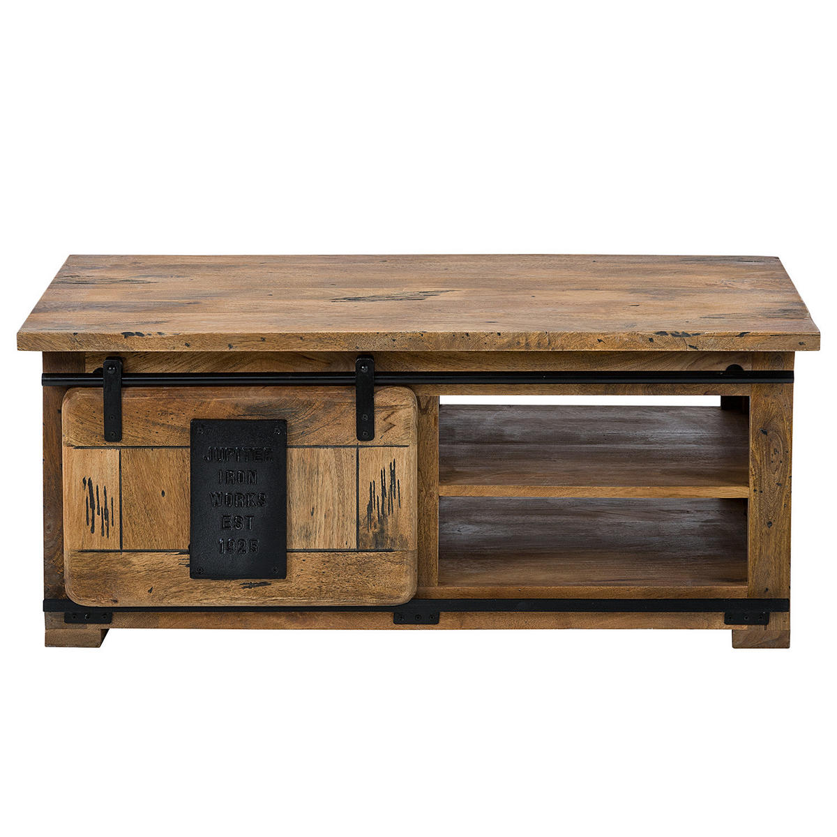 COUCHTISCH - Mango massiv / Eisen - Mango / Schwarz - Braun, Holz/Metall (110/70/45cm) - home24