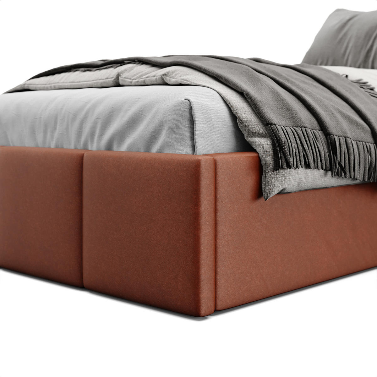 POLSTERBETT für Schlafzimmer Bett mit Stauraum Honigfarbe 90x200cm - Orange/Braun, Holzwerkstoff/Textil (90/200cm) - Muralo