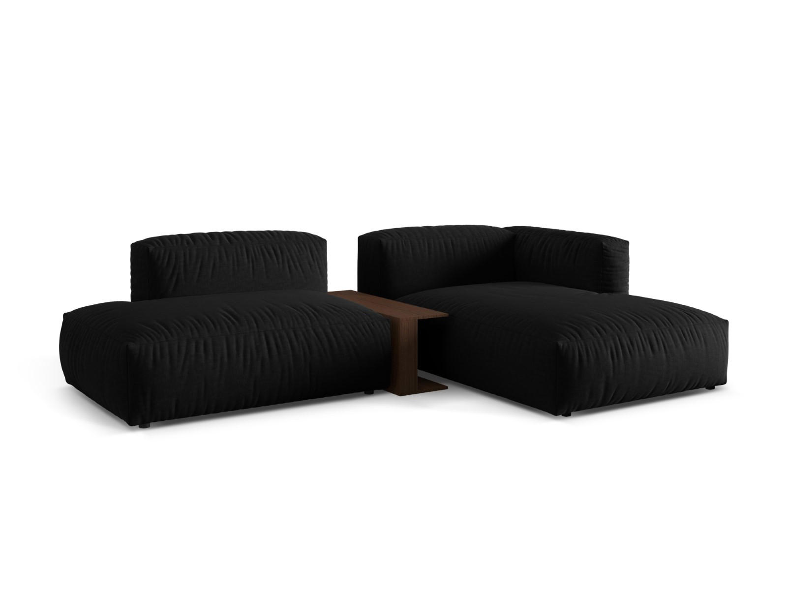 ECKSOFA modular rechts Martina aus strukturiertem Stoff schwarz 2 Sitzplätze - Schwarz, Textil (176/285cm) - Micadoni