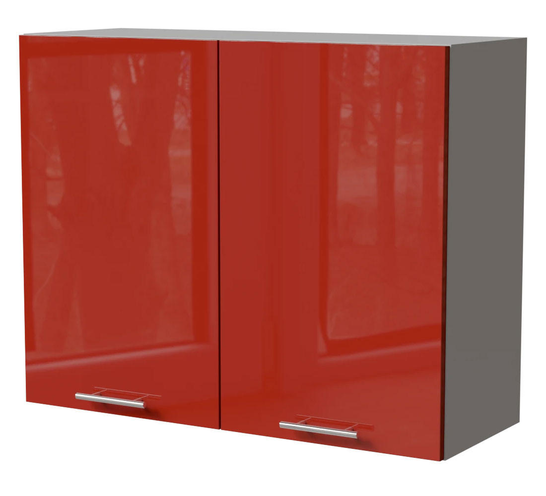 KÜCHENHÄNGESCHRANK Brerra W3/90 Grau / RAL 3002 karminrot Hochglanz 90 / 32,5 / 72cm - Rot/Grau, Holz/Holzwerkstoff (90/72/32.5cm) - Feldmann-Wohnen