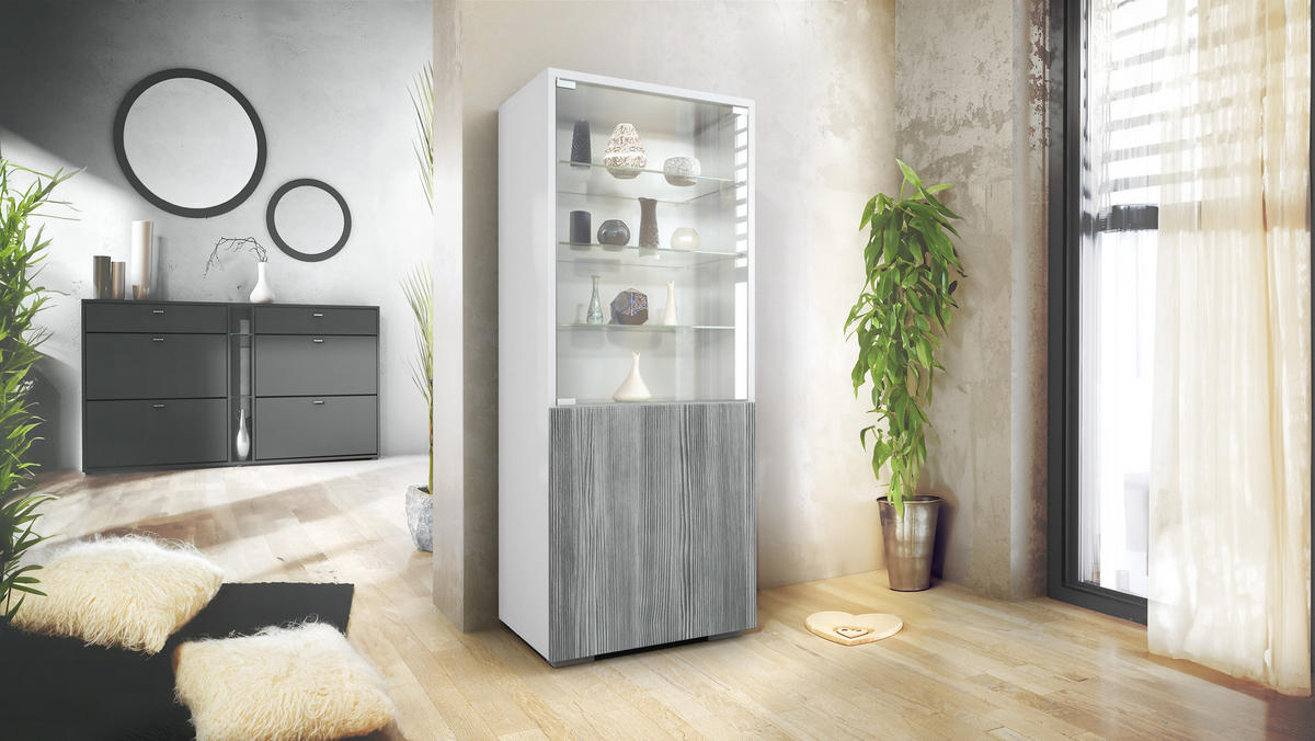 VITRINE Granada Avola-Anthrazit - Anthrazit, Holzwerkstoff (50/122.5/34.5cm) - Vladon