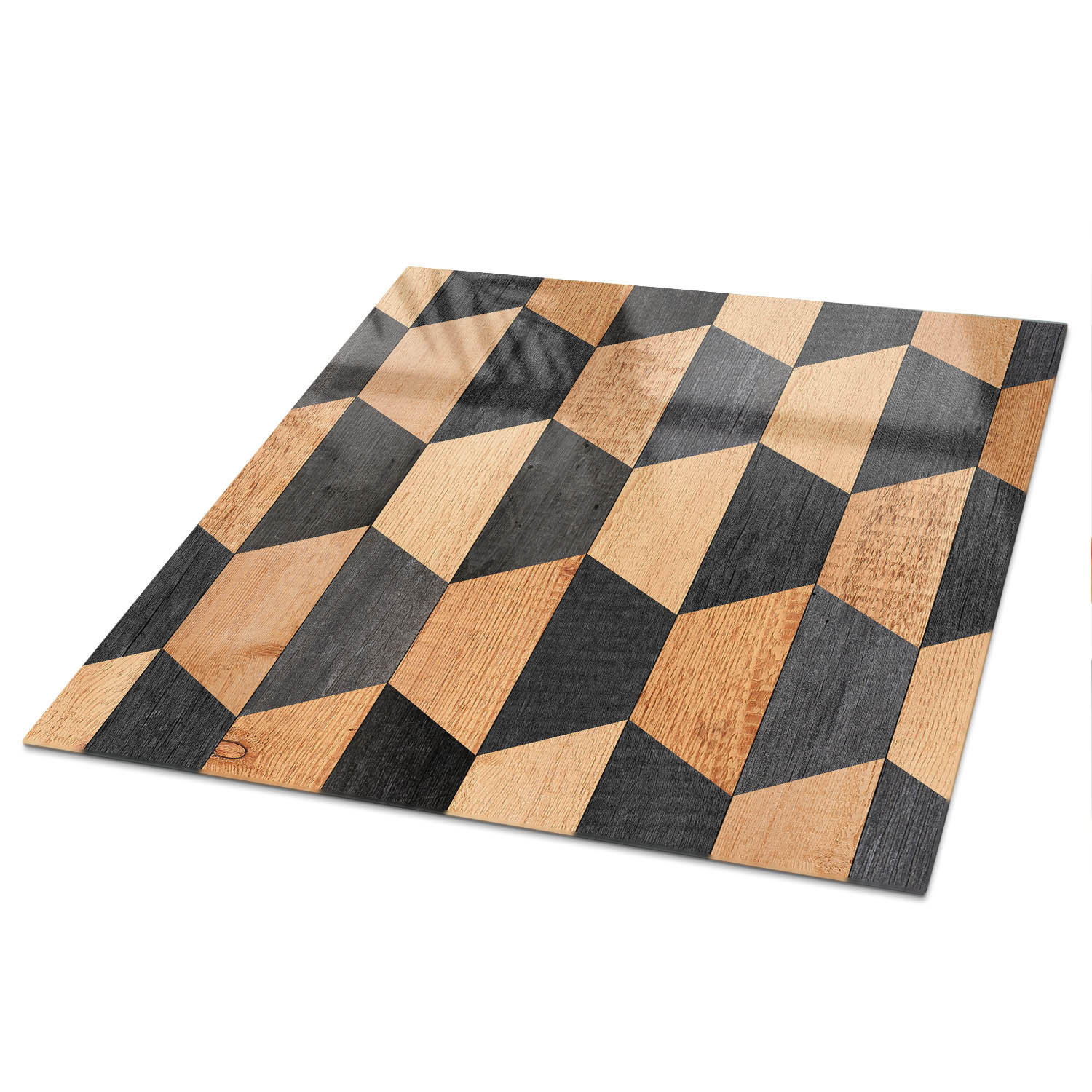 TISCHPLATTE 50x50 cm – Innere Geometrie - Braun, Glas (50/50/0.4cm) - Wallfluent