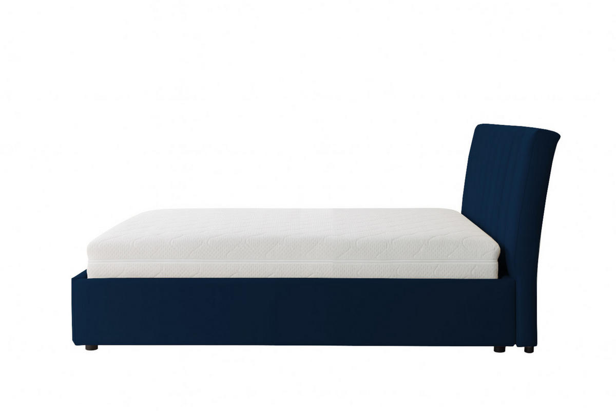POLSTERBETT mit Bettkasten und Matratze NUBIA, Dunkelblau, 160x200 cm - Dunkelblau, Textil (160/200cm) - KS Home Concept