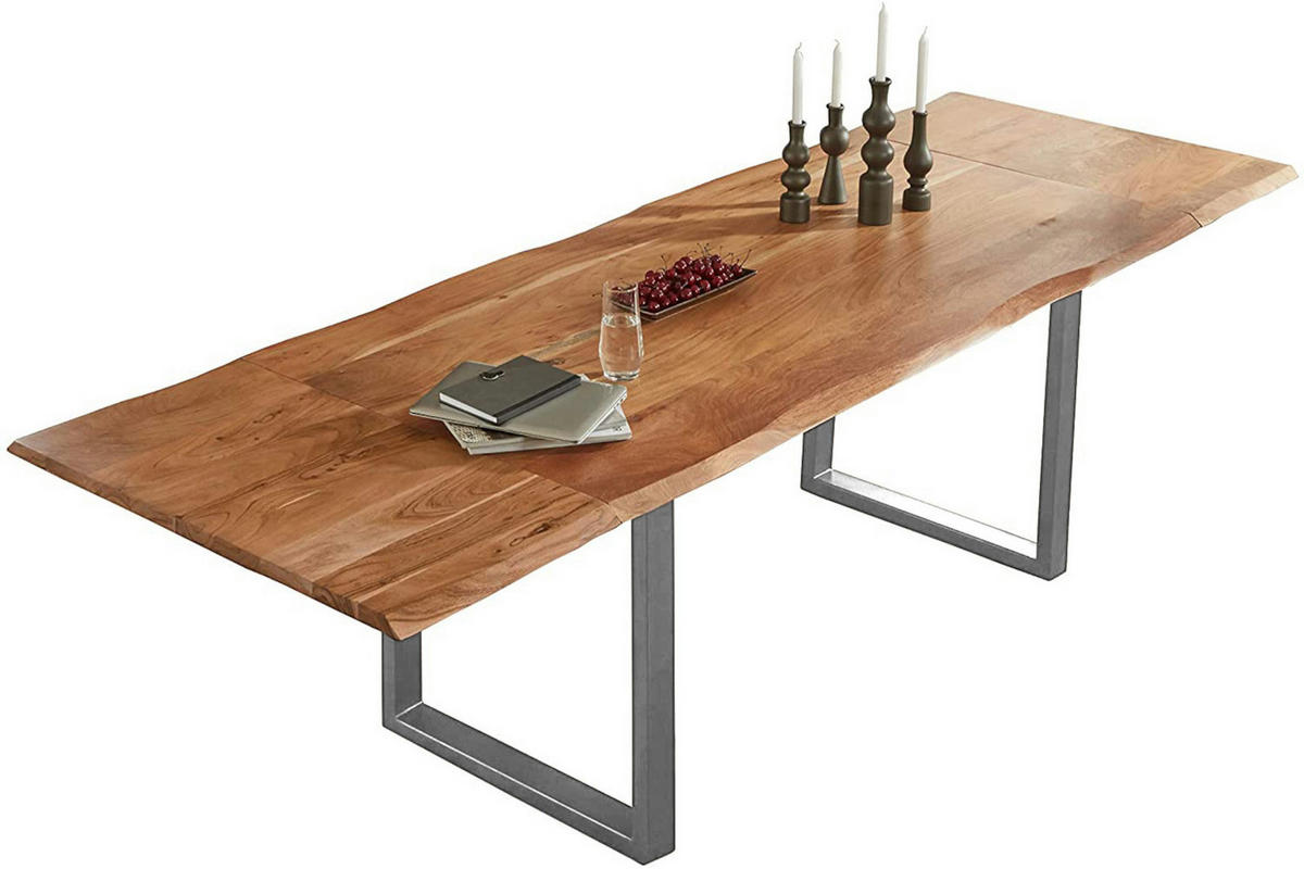 ESSTISCH ADINA - Beige/Silberfarben, Holz/Metall (90/160/76cm) - SAM