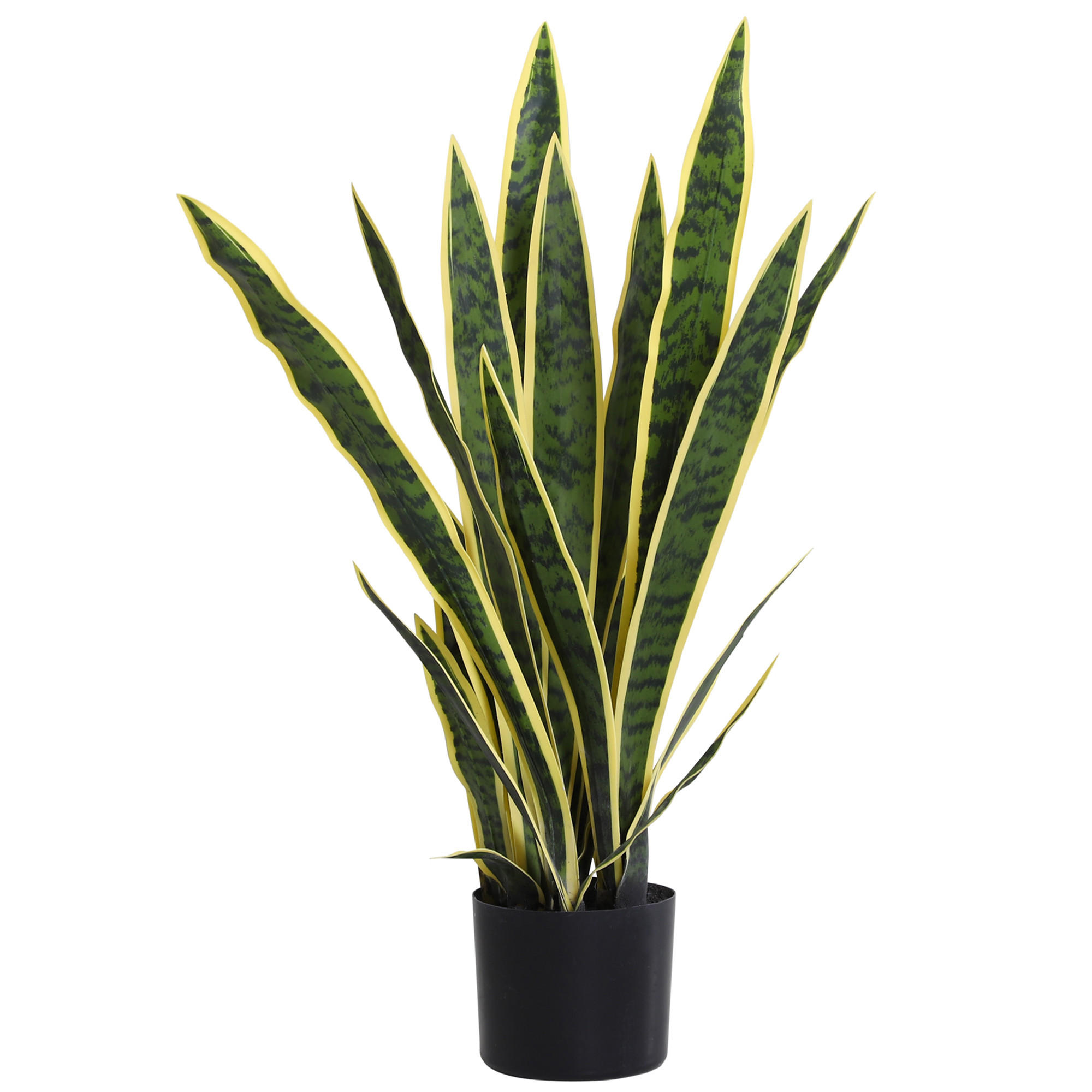 KUNSTPFLANZE, Künstliche Sansevieria, Topf, Ø15x80 cm, realistisch, Grün & Gelb - Multicolor, Kunststoff (77cm) - FORIOUS