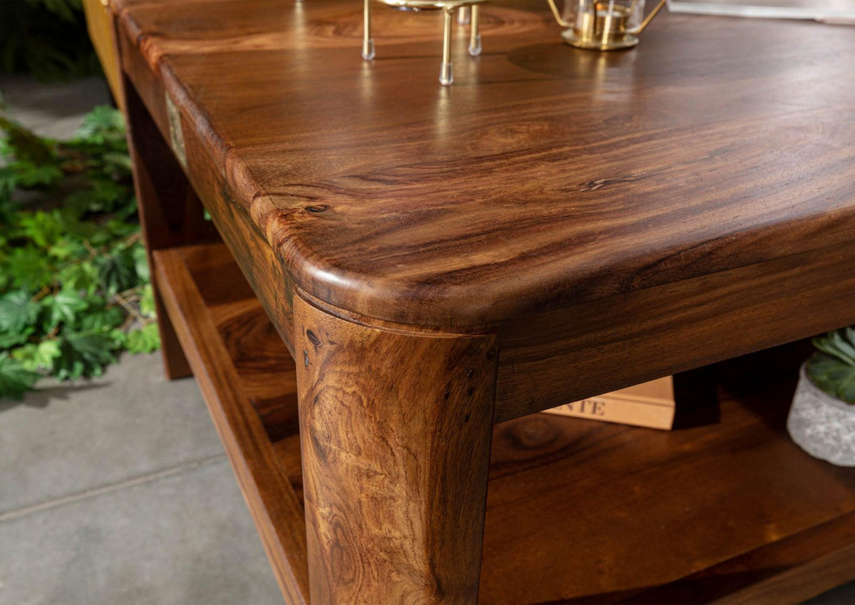 COUCHTISCH Sheesham 120x70x45 walnuss gewachst TORONTO #205 - Walnussfarben, Holzwerkstoff (70/120/45cm) - Massivmoebel24