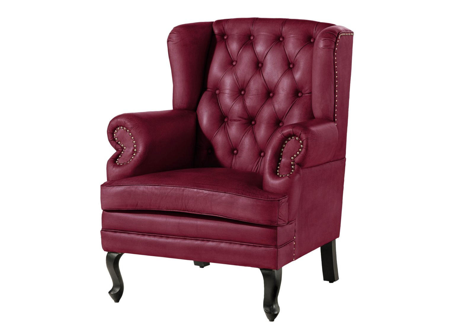 OHRENSESSEL Echtleder 88x81x105 rot CHESTERFIELD #401 - Rot, Leder (88/105/81cm) - Massivmoebel24