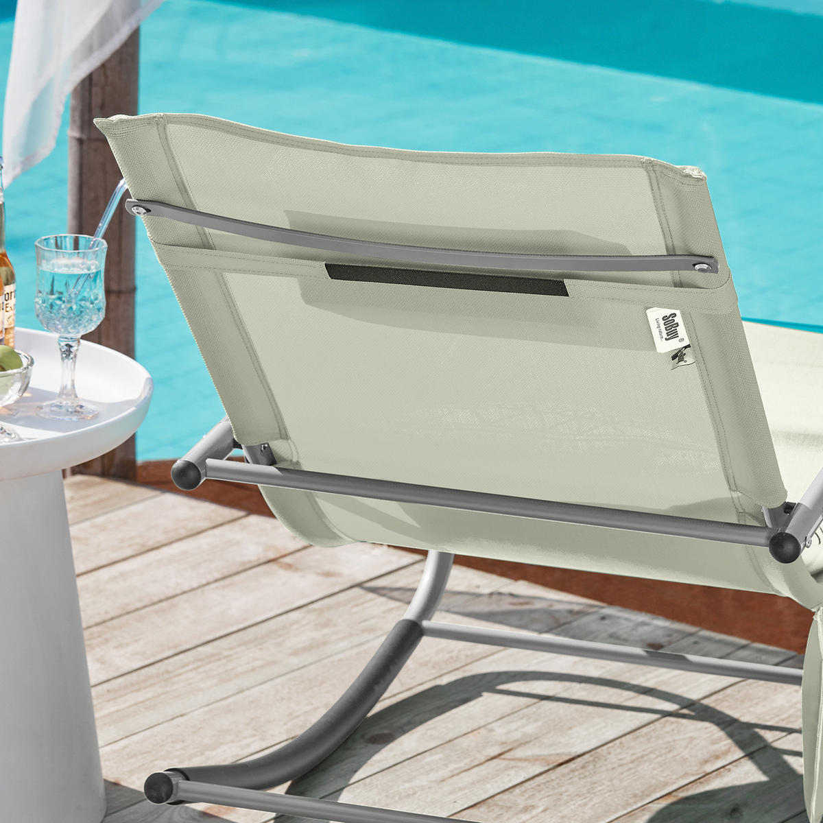 SONNENLIEGE 2er Set Beige - Beige, Metall (63/83/150cm) - SoBuy