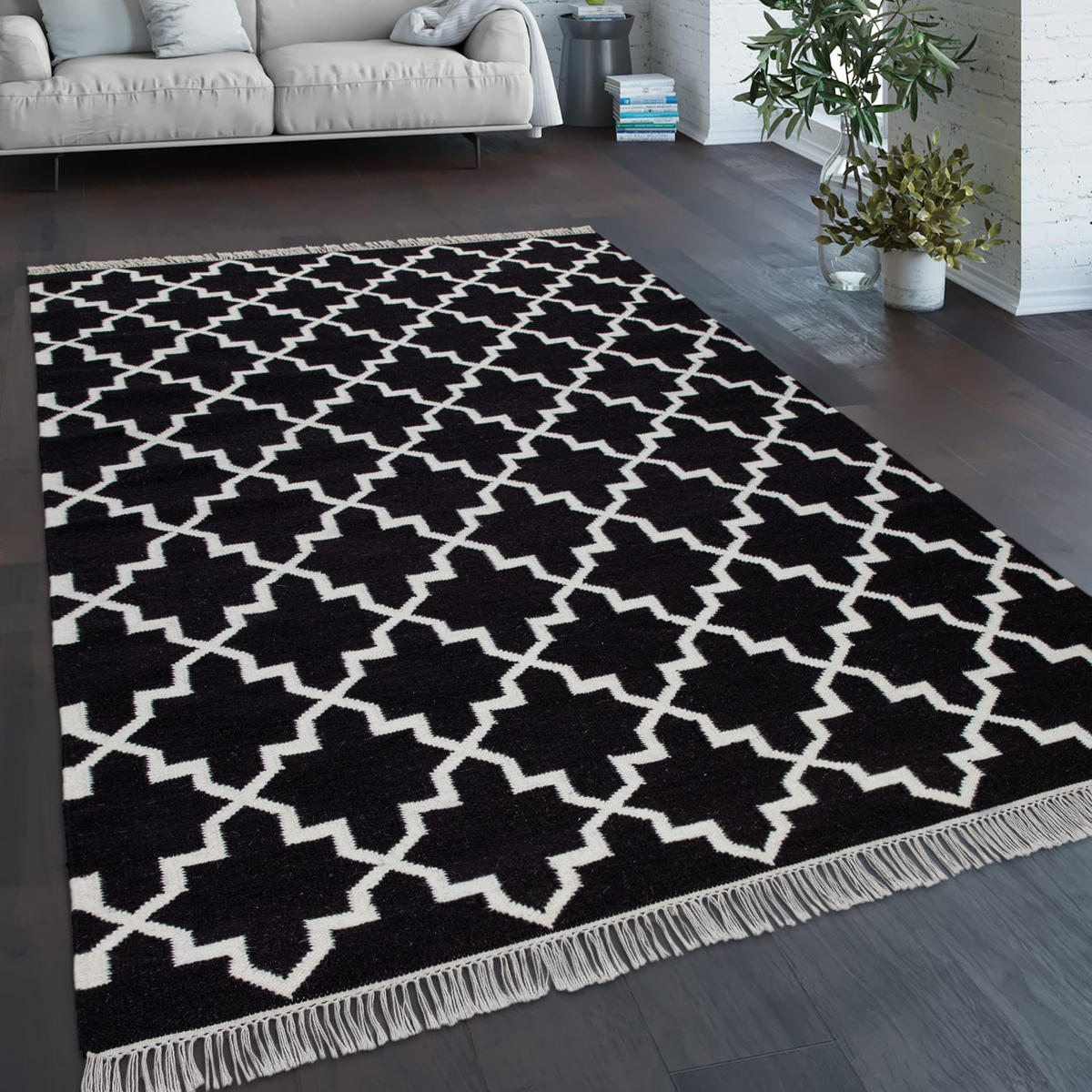NATURFASERTEPPICH 140/200 cm Kenitra 504 - Schwarz, Textil (140/200cm) - Paco Home
