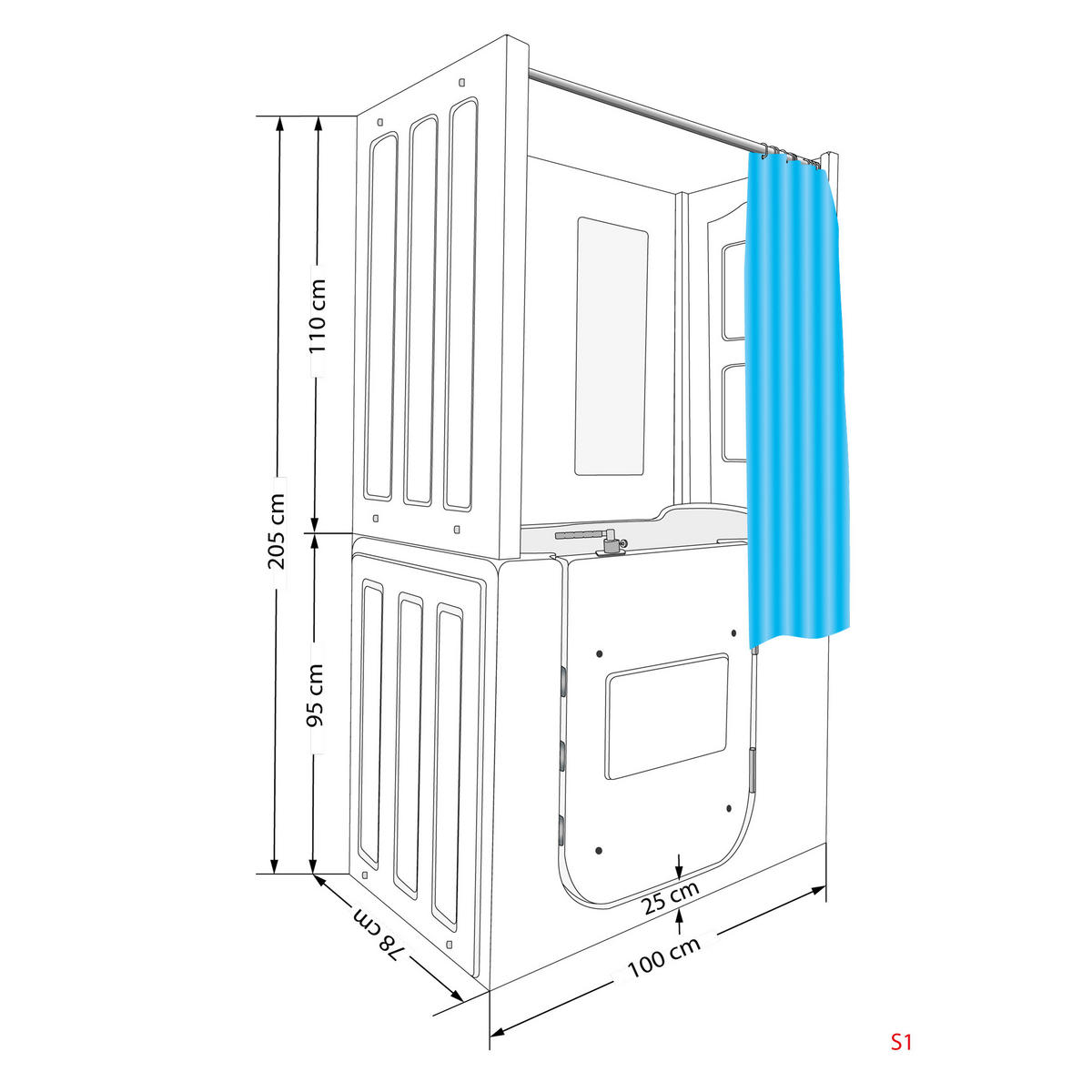 SENIORENDUSCHE Wanne mit Tür S02D-TH-A-R 78x100x205cm - Weiß, Glas/Kunststoff (78/100/205cm) - AcquaVapore by Sandra Jentho