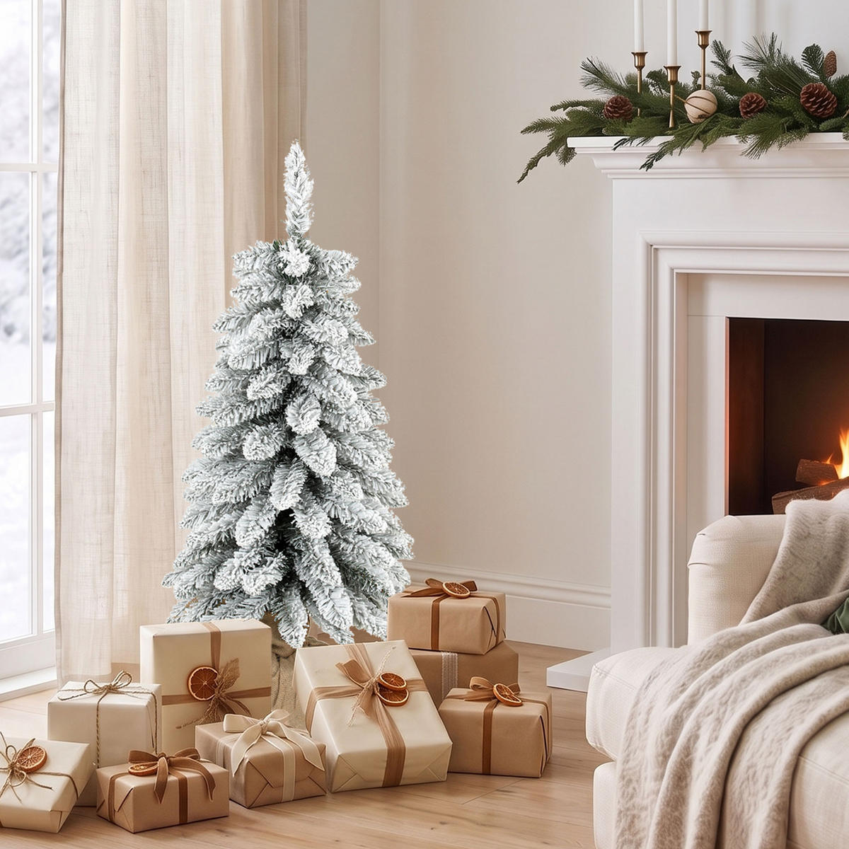 WEIHNACHTSBÄUME Weiß 46.0/46.0/90.0cm - Weiß, Kunststoff (90cm)