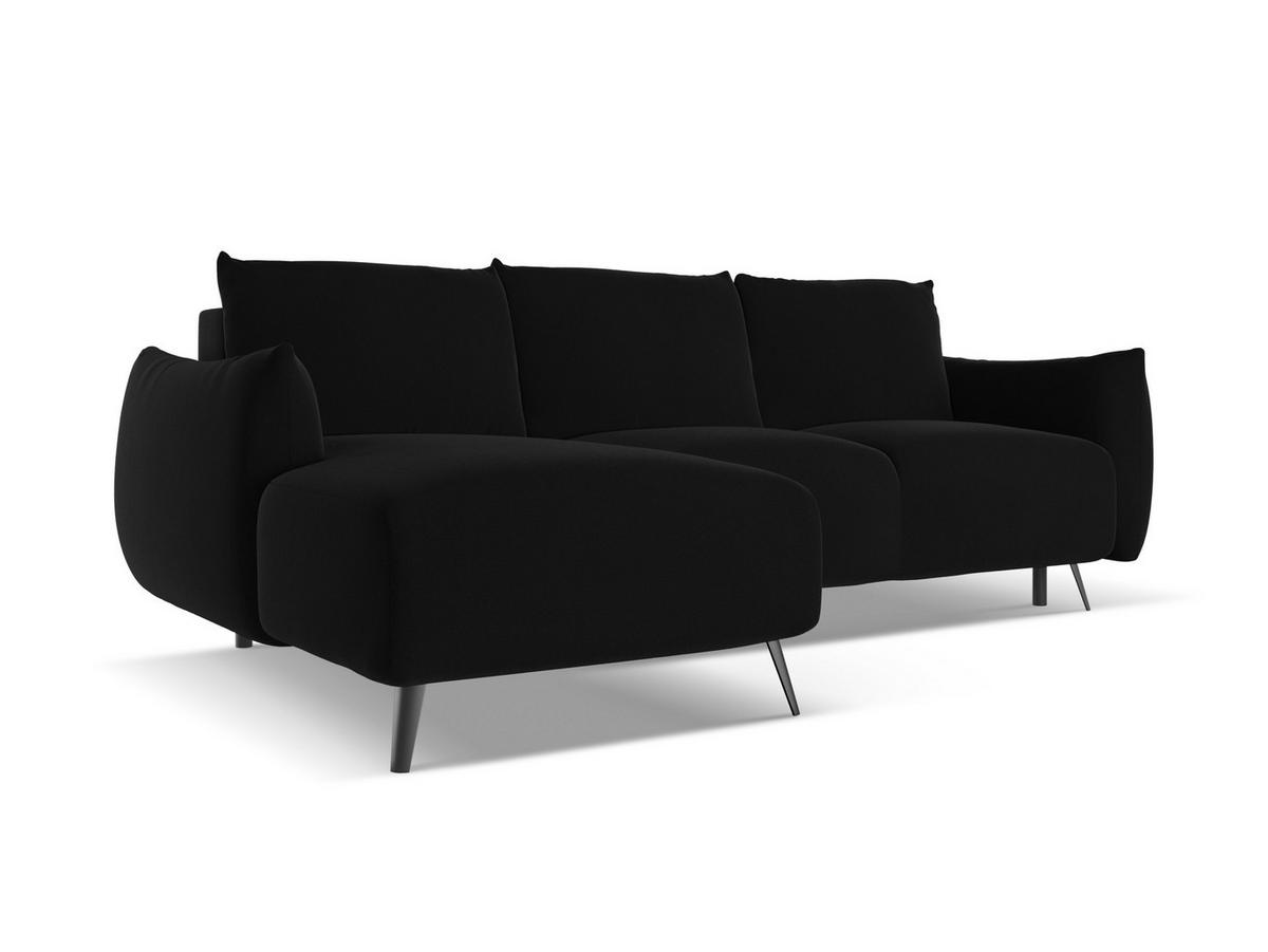 ECKSOFA mit Schlaffunktion Samt Stoff Schwarz - Schwarz, Textil/Metall (162/242cm) - Makamii