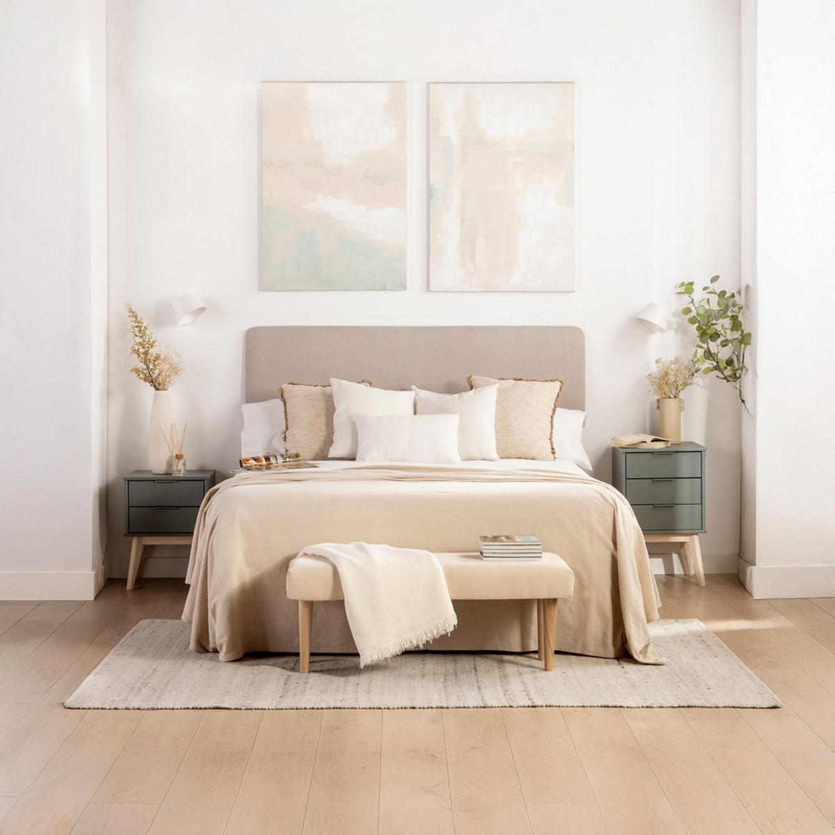 NACHTTISCH 2 SCHUBLADEN Troy Grün 40 cm x 53 cm 2er-Set - Grün, Holzwerkstoff (40/53/35cm) - Klast Home