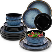 TAFELSERVICE OSAKA - 36 teilig aus Steingut 12 Personen - Dunkelblau, Stein (50/30/80cm) - Sänger