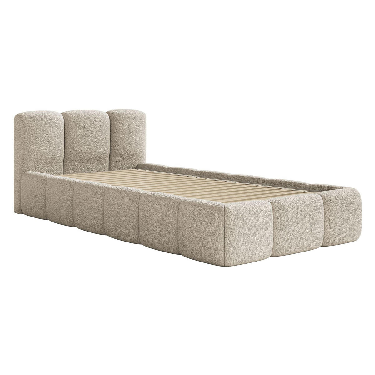 POLSTERBETT Cloudy Low Hellbeige Bouclé, 90x200 cm - Ecru/Schwarz, Kunststoff/Textil (90/200cm) - Selsey