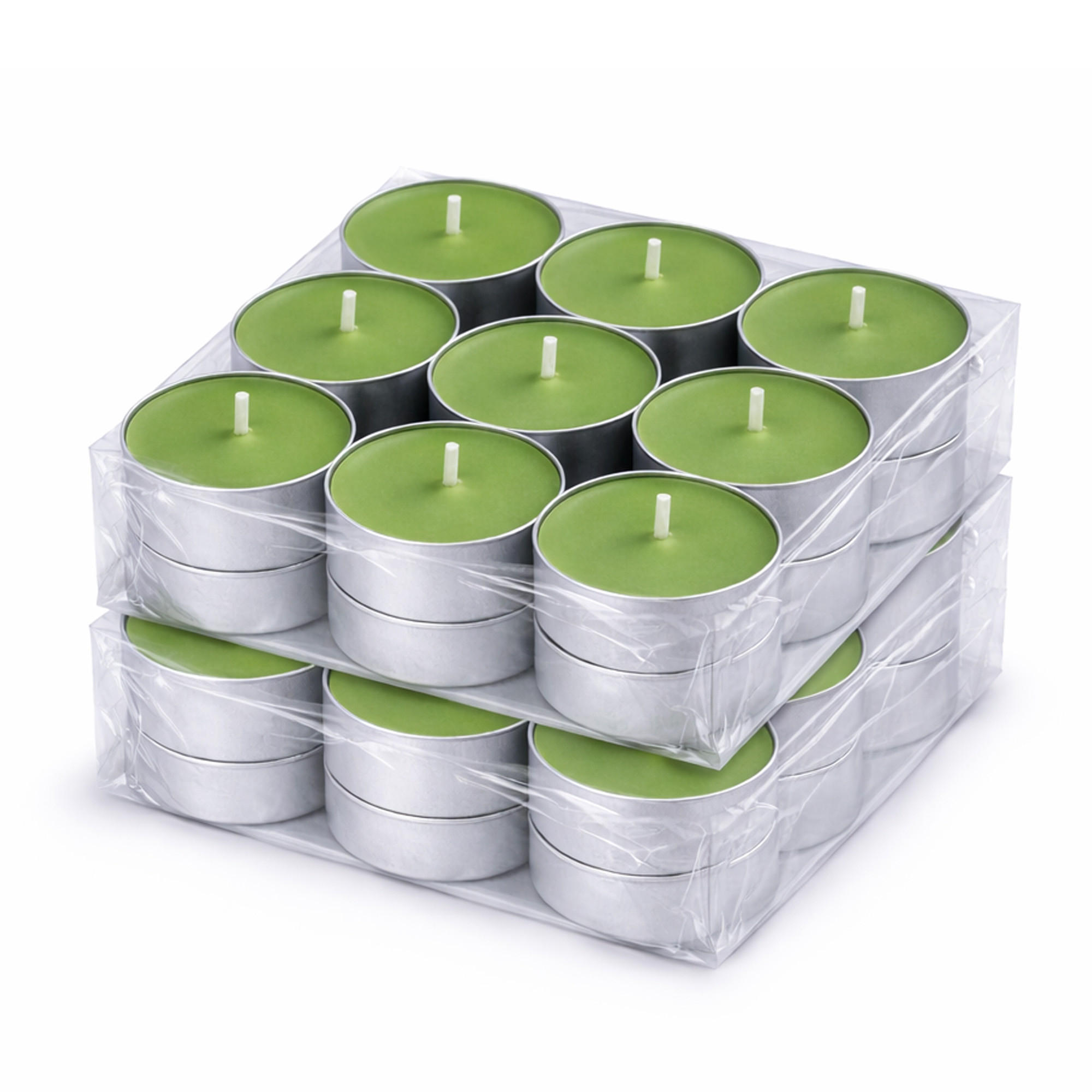 TEELICHT mit Duft - Apfel - 36er Pack - Grün, Naturmaterialien (4/1.5/4cm) - HS Candle