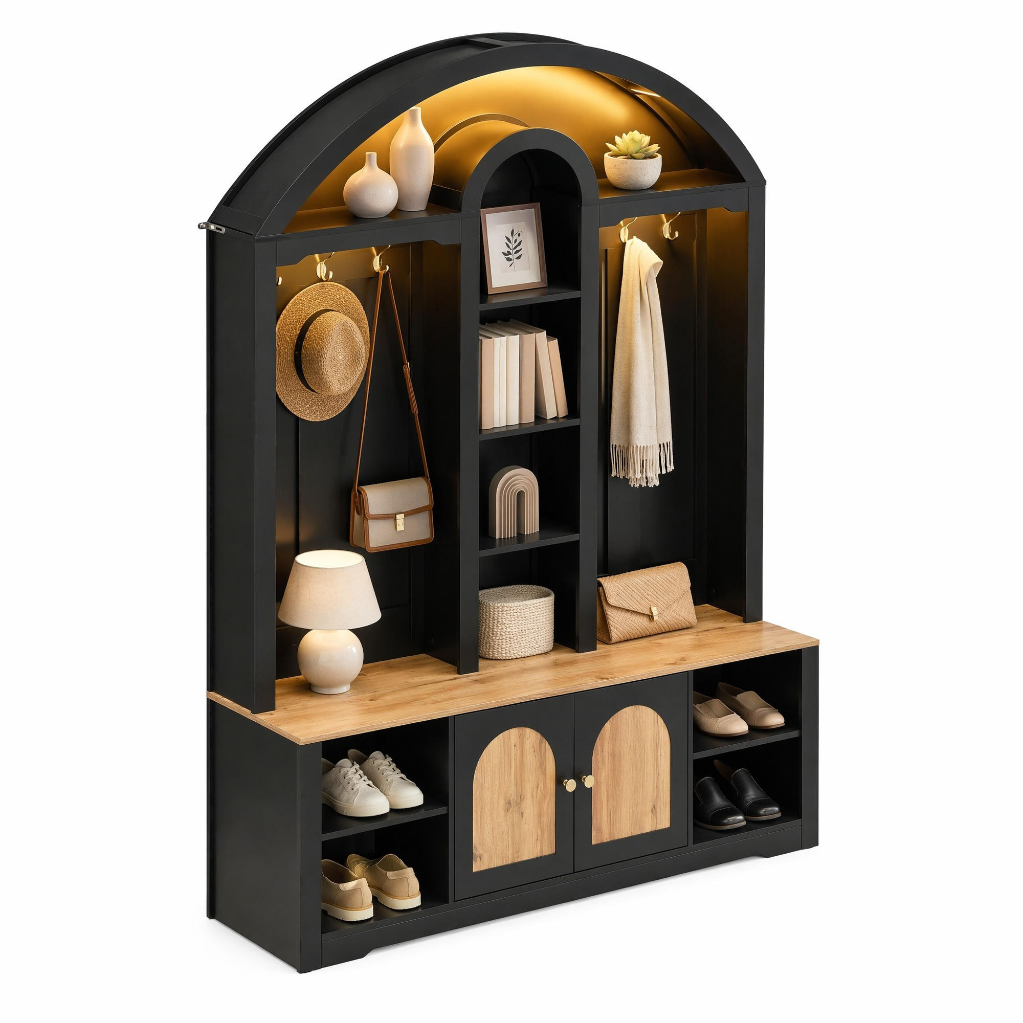 Beauniv Garderobenschrank Schwarz 40x195x150 cm