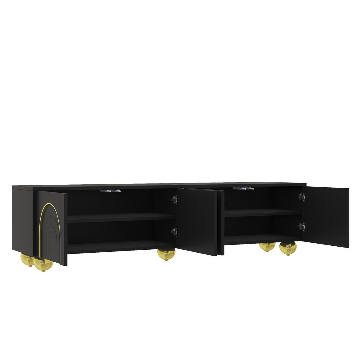 TV-ELEMENT mit 4 Türen 170 x 38 x 44 cm Schwarz - Schwarz, Holzwerkstoff (38/44/170cm) - Beauniv