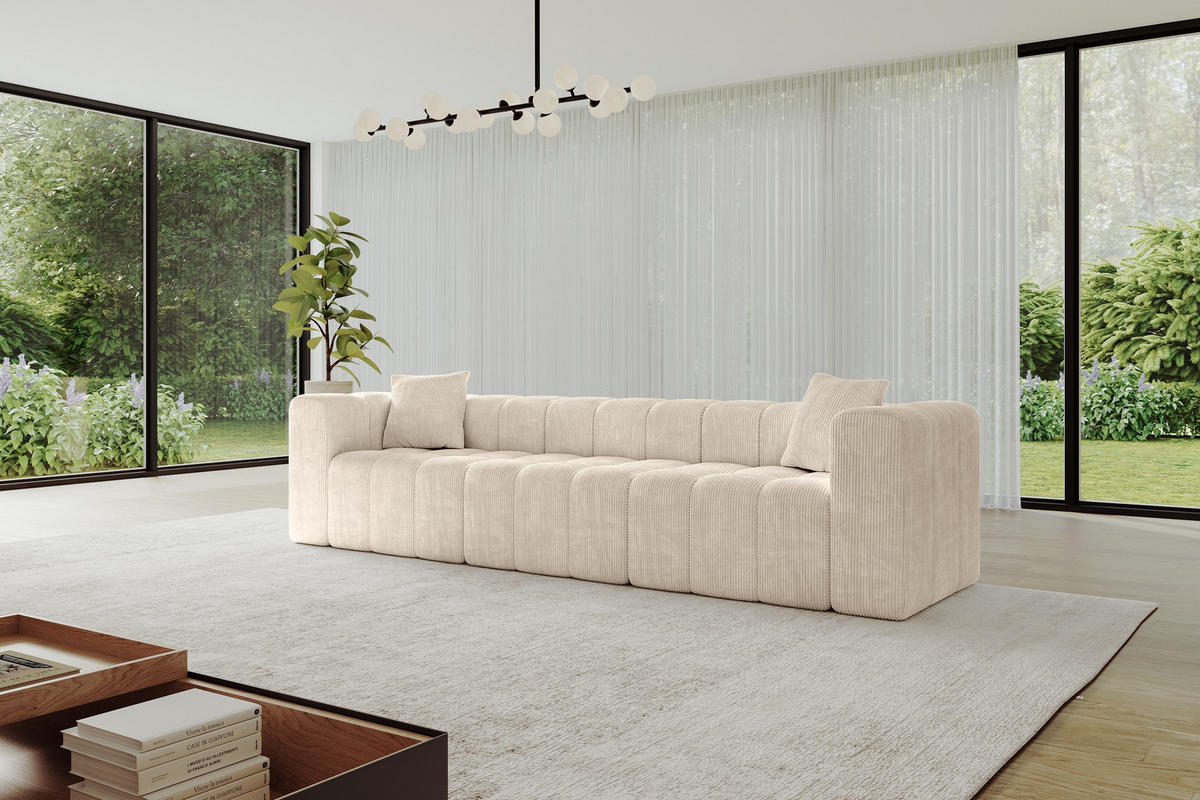 POHOVKA 3-MÍSTNÁ DONY-3 315x90x71 cm Béžová Manšestr - černá/kašmírová, kompozitní dřevo/textil (315/71/90cm) - ALTDECOR