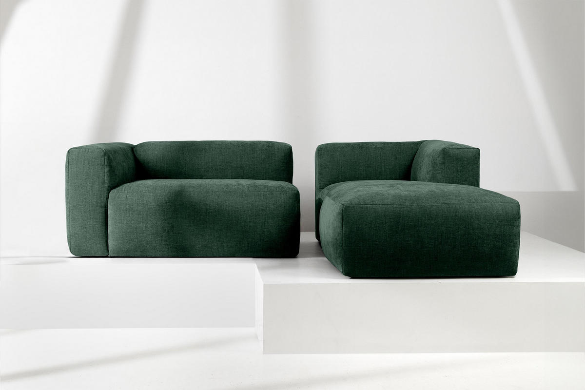 ECKMODULSOFA-RECHTS BUFFO 3/4 Sitzer mit extrem weicher Sitzfläche, Gewebestoff, maritim - Grün, Textil (237/180cm) - KONSIMO®