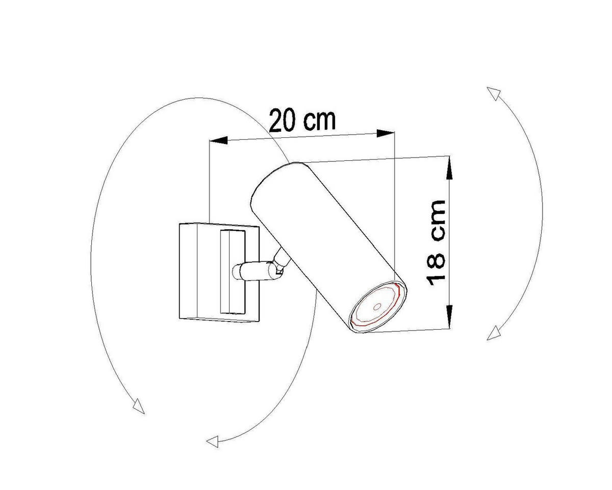 WANDLEUCHTE Stahl Schwarz Beweglicher Strahler - Schwarz, Metall (18/18/20cm) - Sollux Lighting