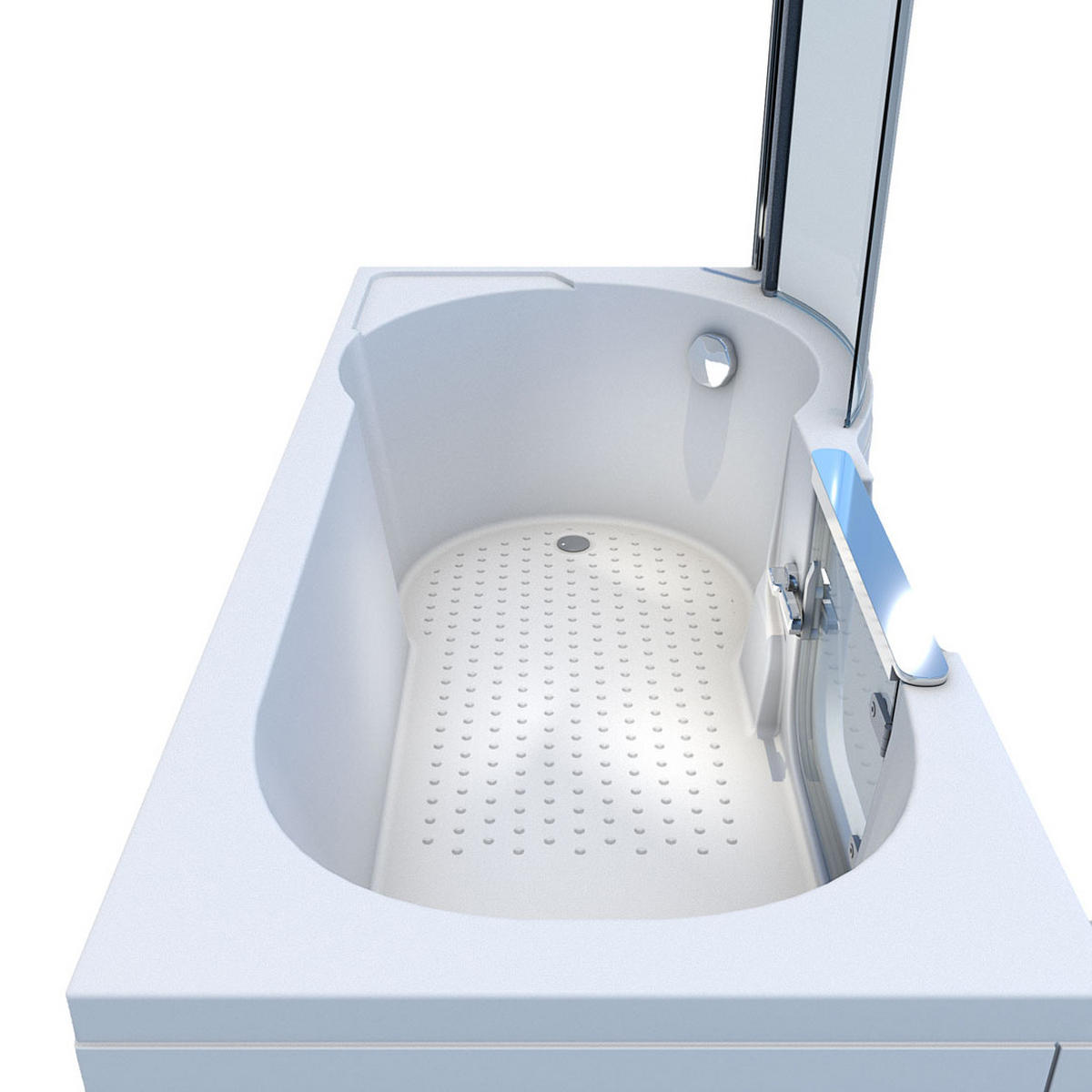 SENIORENDUSCHE mit Tür S12D-L-EC 170x85cm - Weiß, Glas/Kunststoff (170/85/200cm) - AcquaVapore by Sandra Jentho