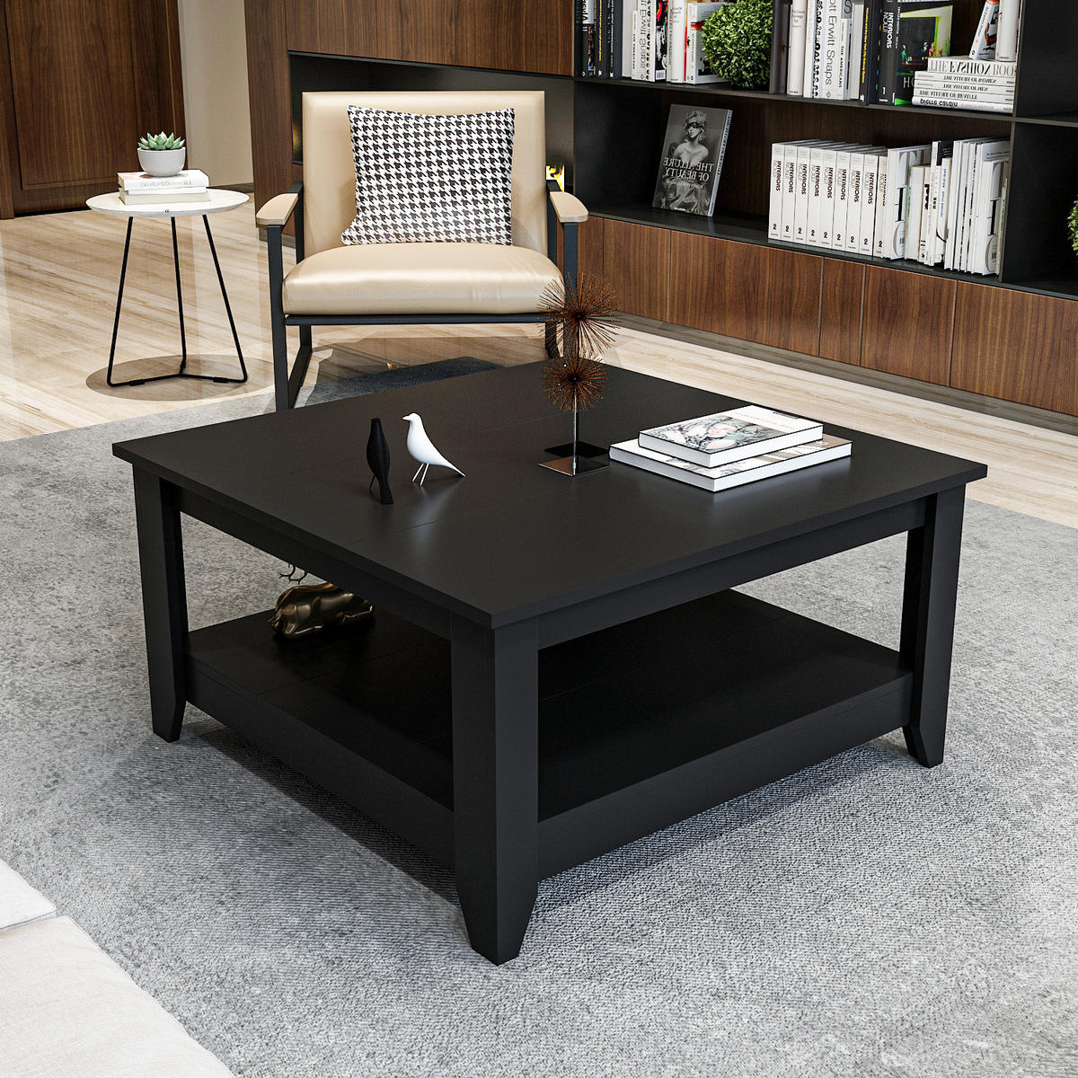 COUCHTISCH Lea Schwarz - Schwarz, Holzwerkstoff (90/90/46.8cm) - Decorotika