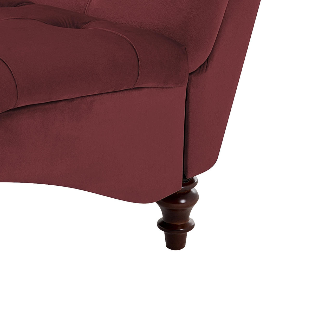 CHAISELONGUE Samtstoff burgunderrot Muret - Dunkelbraun/Rot, Textil (163/87/72cm) - Beliani