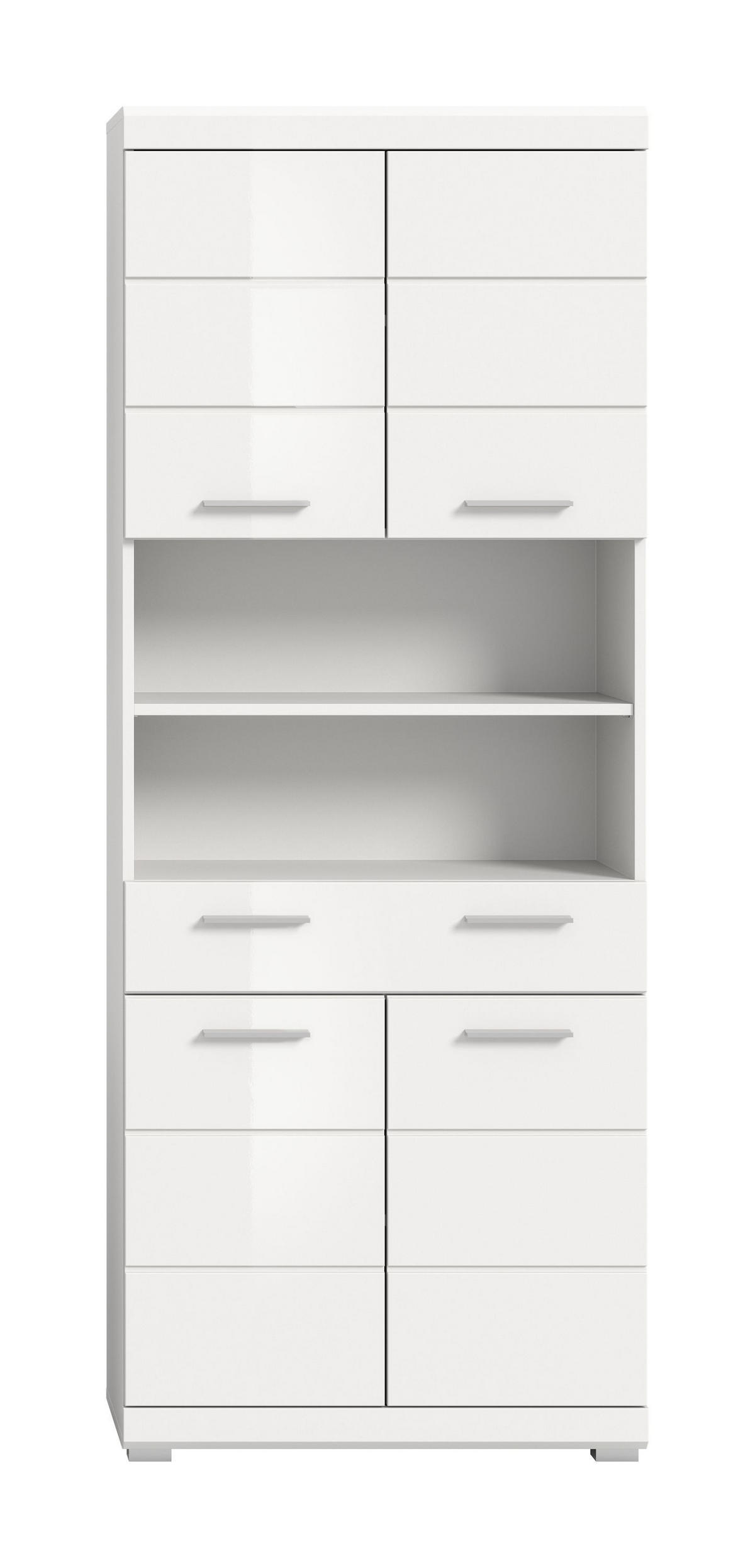 HOCHSCHRANK Scout Bad in weiß Nachbildung und weiß hochglanz B/H/T: 74x191x31 cm - Weiß, Holz (74/191/31cm)