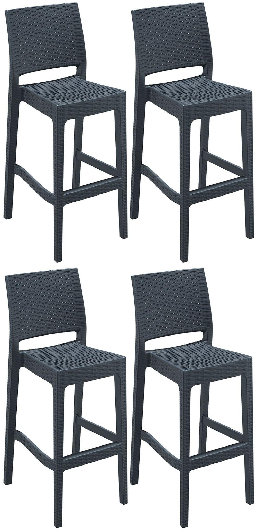 BARHOCKER 4er Set Kunststoff dunkelgrau - Dunkelgrau/Schwarz, Kunststoff (40/108/51cm) - CLP
