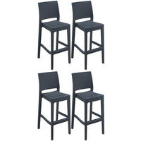 BARHOCKER 4er Set Kunststoff dunkelgrau - Dunkelgrau/Schwarz, Kunststoff (40/108/51cm) - CLP