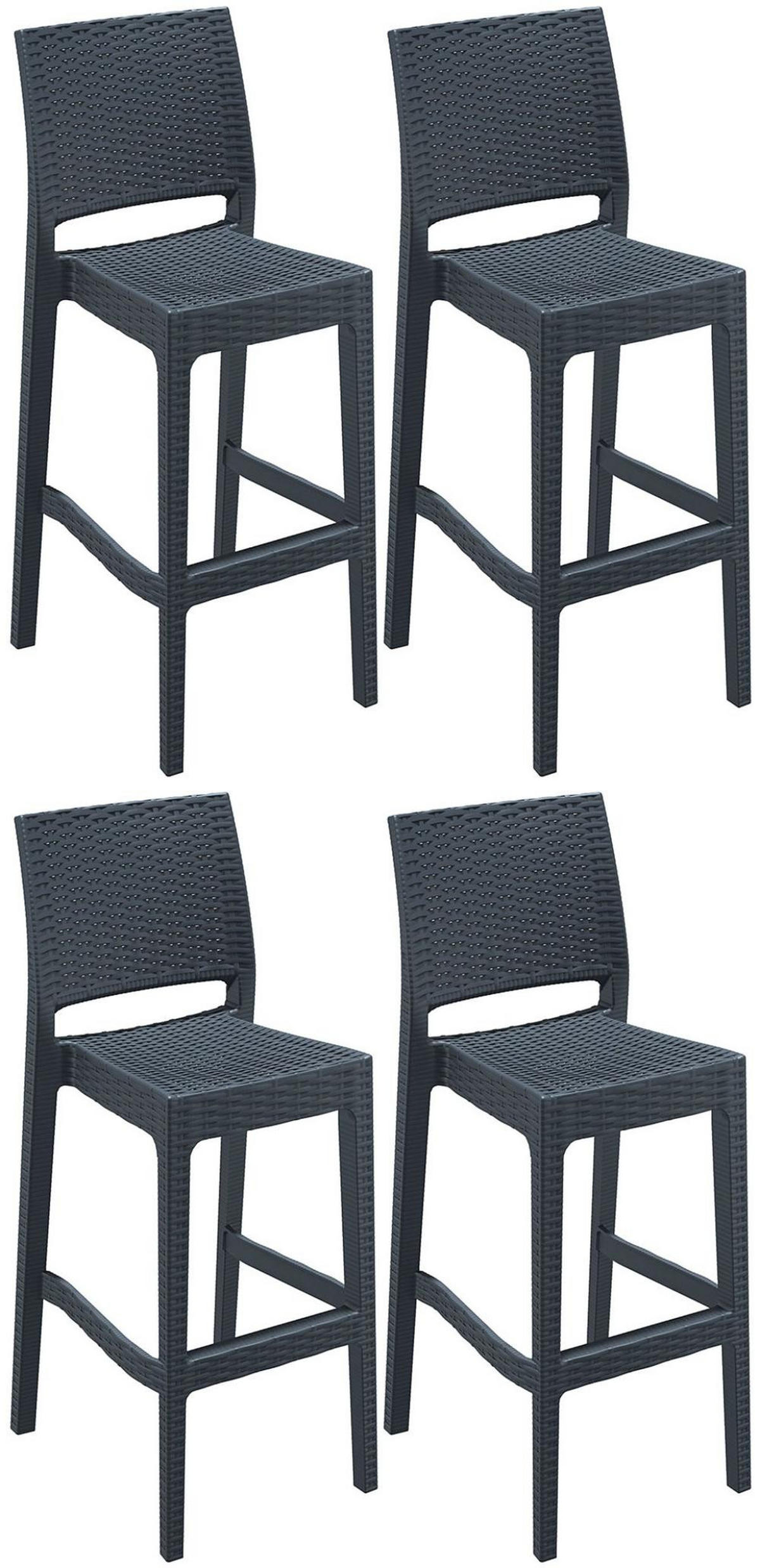 BARHOCKER 4er Set Kunststoff dunkelgrau - Dunkelgrau/Schwarz, Kunststoff (40/108/51cm) - CLP