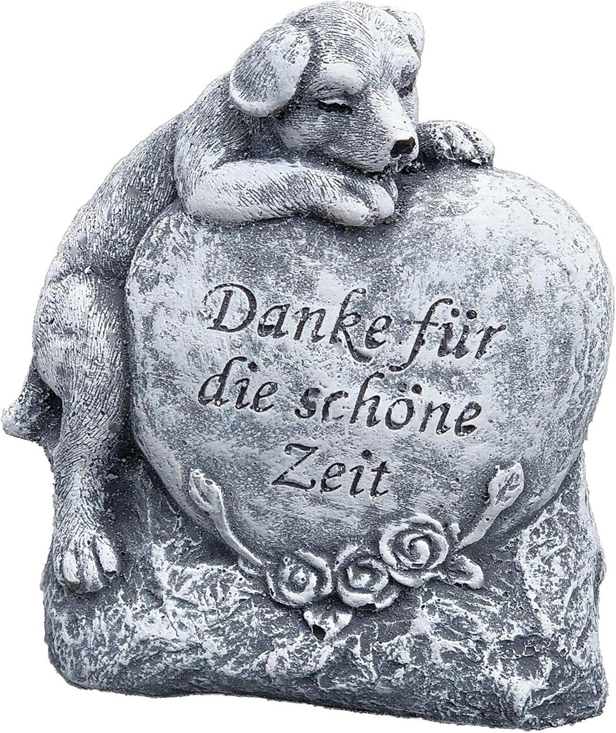 STEINFIGUR Grabstein Hund Danke für die schöne Zeit, frostfest, massiv - Grau, Stein (12/14/4cm) - stoneandstyle