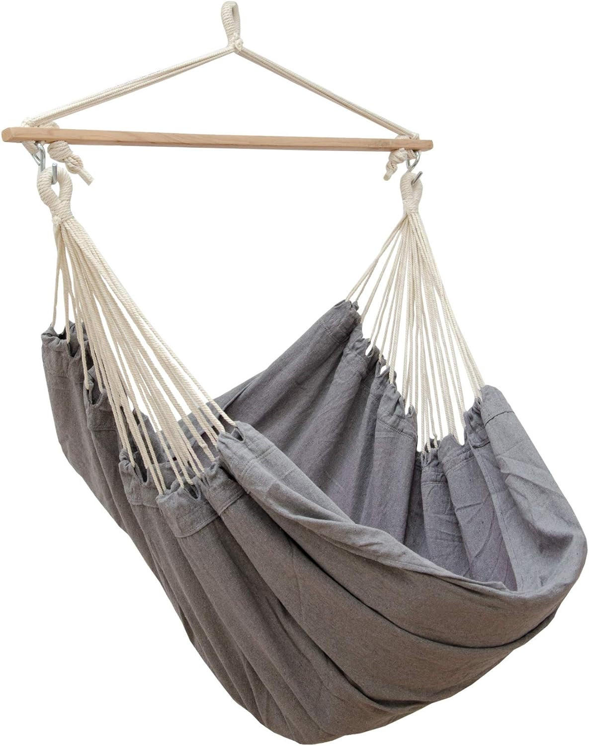 XXL-HÄNGESESSEL bis 150kg, 185/130cm, Grau - Grau, Textil (130/155/185cm) - Amanka