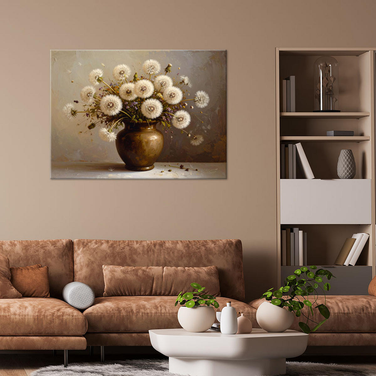 LEINWANDBILD Blumen 100x70cm - Beige, Textil (100/70cm) - Feeby