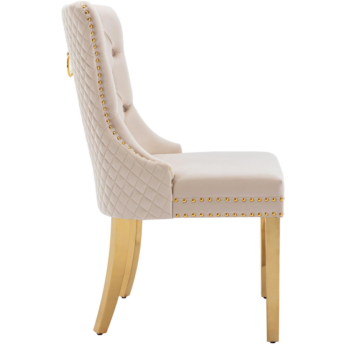 ESSZIMMERSTUHL Samt mit Edelstahlbeinen 50,5 x 45 x 95 cm Beige - Beige, Metall (45/95/50.6cm) - Meubliv
