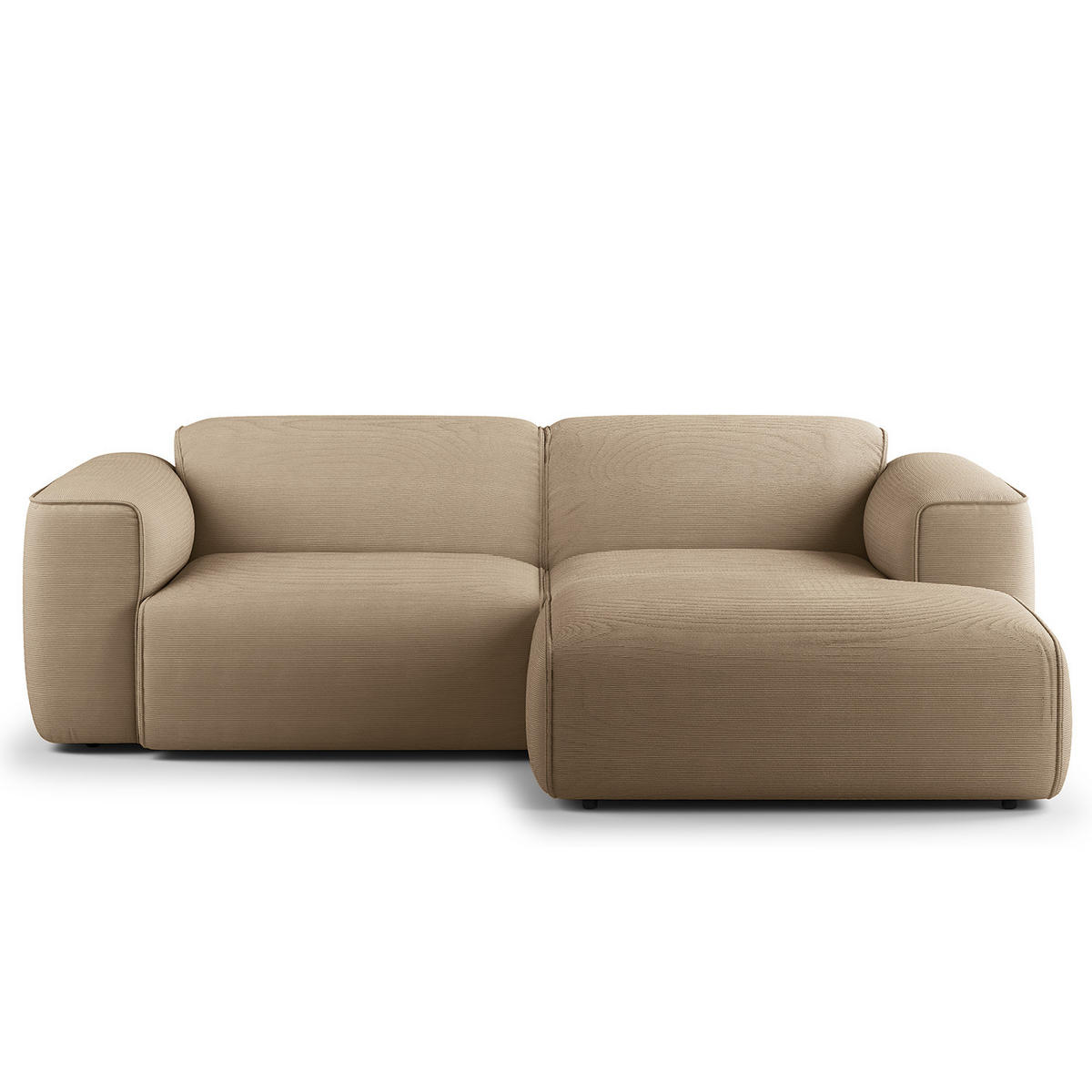 ECKSOFA mit XL-Longchair - Taupe/Schwarz, Kunststoff/Textil (260/171cm) - home24