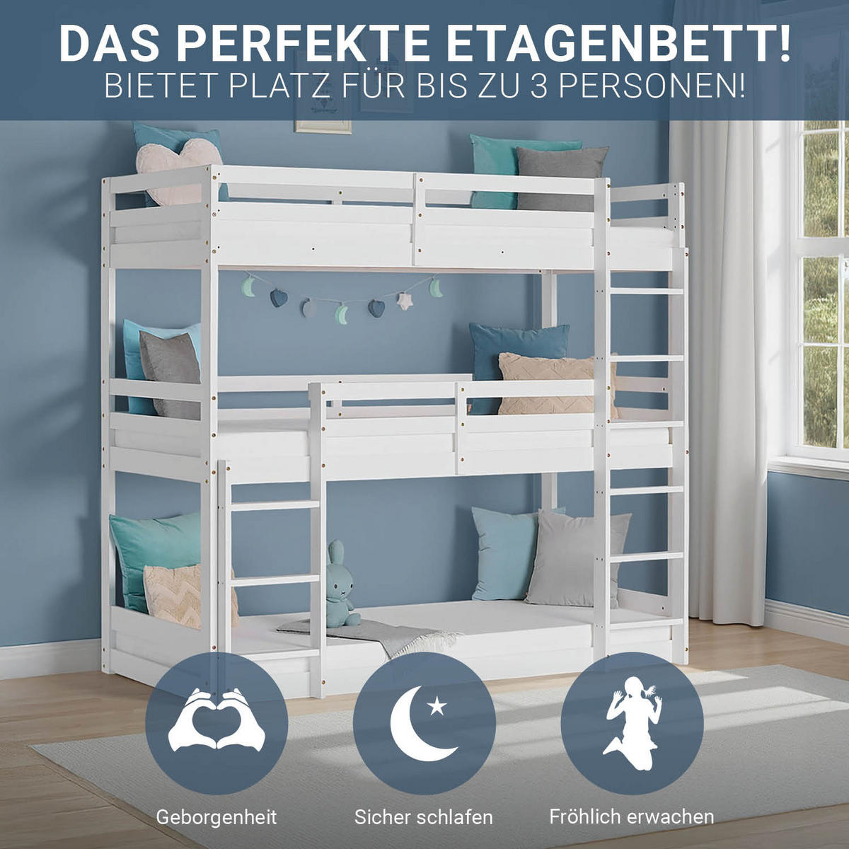 ETAGENBETT Kinderbett 90/200 cm weiß - Weiß, Holz - Homestyle4u