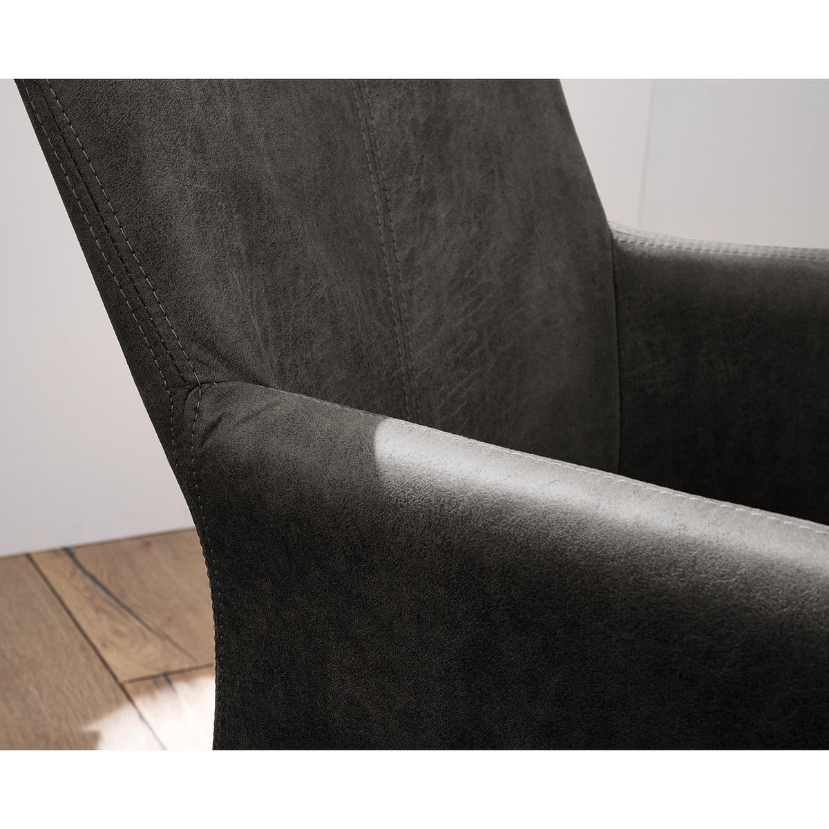 SESSEL - Antiklederlook - Grau, Textil (82/57/65cm) - home24