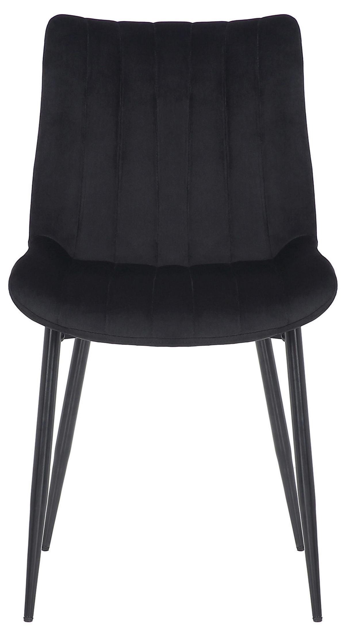 STUHL 2er Set Samt schwarz - Schwarz, Textil/Metall (46/82/61cm) - CLP