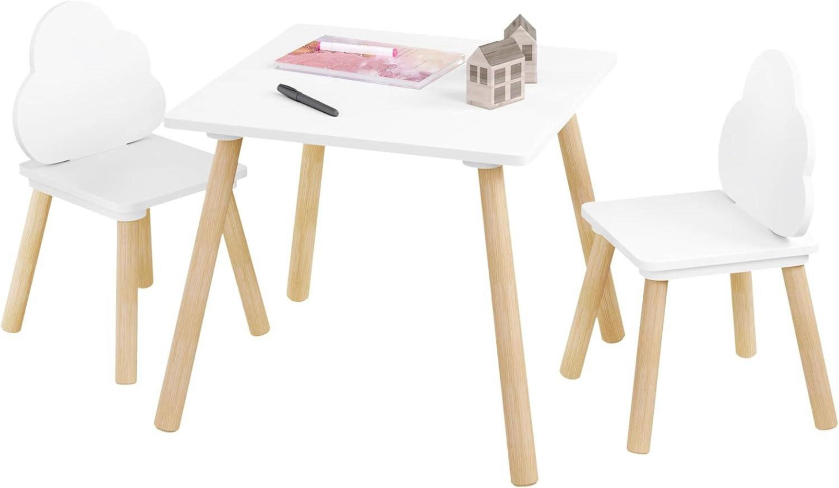 KINDERSITZGRUPPE quadratischer Tisch, Weiß - Naturfarben/Weiß, Holz/Holzwerkstoff (50/44/50cm) - Woltu