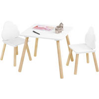 KINDERSITZGRUPPE quadratischer Tisch, Weiß - Naturfarben/Weiß, Holz/Holzwerkstoff (50/44/50cm) - Woltu