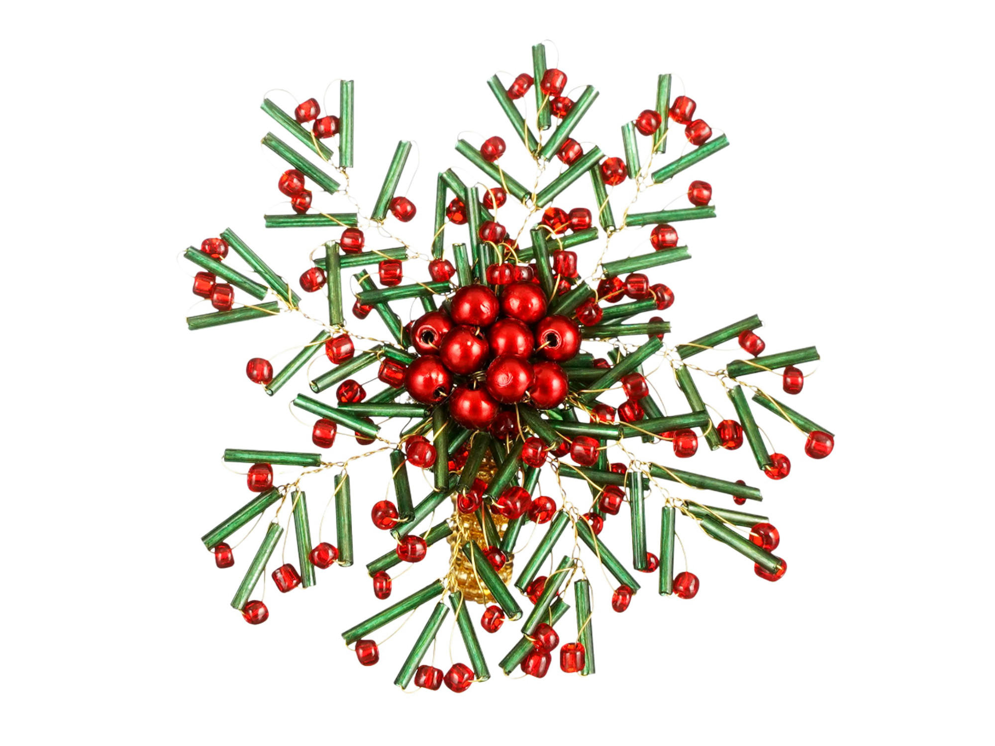 SERVIETTENRING mit Weihnachtsblume grün-red 6 × 8 cm - Rot/Goldfarben, Kunststoff (6/8/2cm) - LAALU