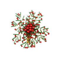 SERVIETTENRING mit Weihnachtsblume grün-red 6 × 8 cm - Rot/Goldfarben, Kunststoff (6/8/2cm) - LAALU
