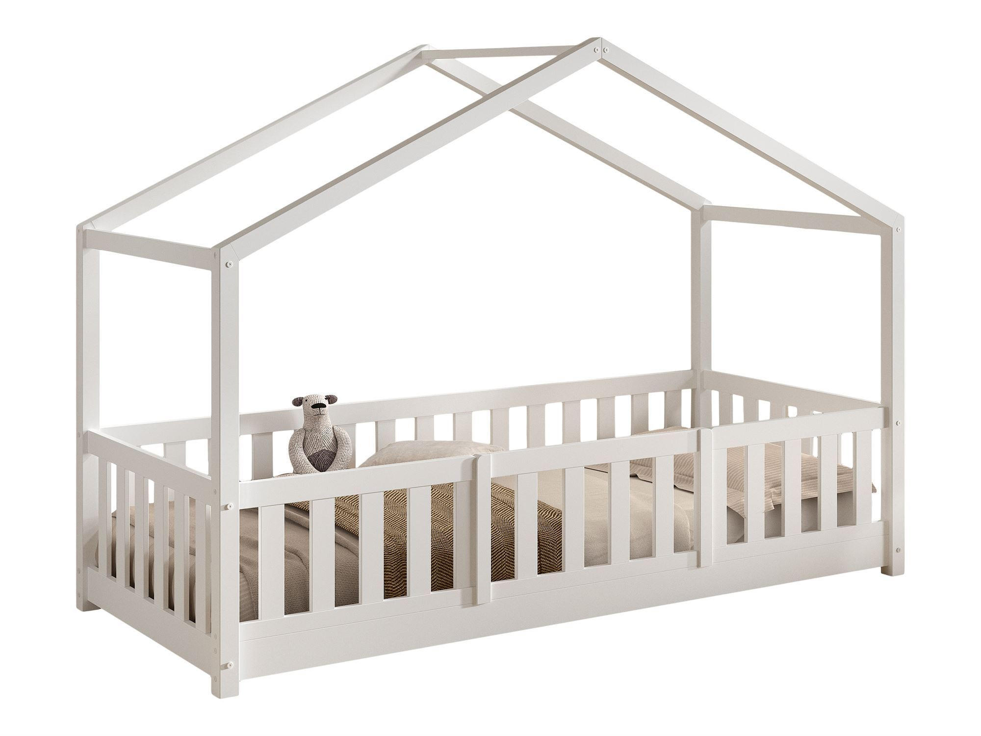HAUSBETT Kapua 90x200 mit Rausfallschutz Kiefer Massivholz weiß - Weiß, Holz (90/200cm) - 58aufmkessel