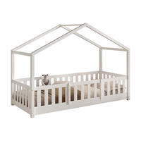 HAUSBETT Kapua 90x200 mit Rausfallschutz Kiefer Massivholz weiß - Weiß, Holz (90/200cm) - 58aufmkessel