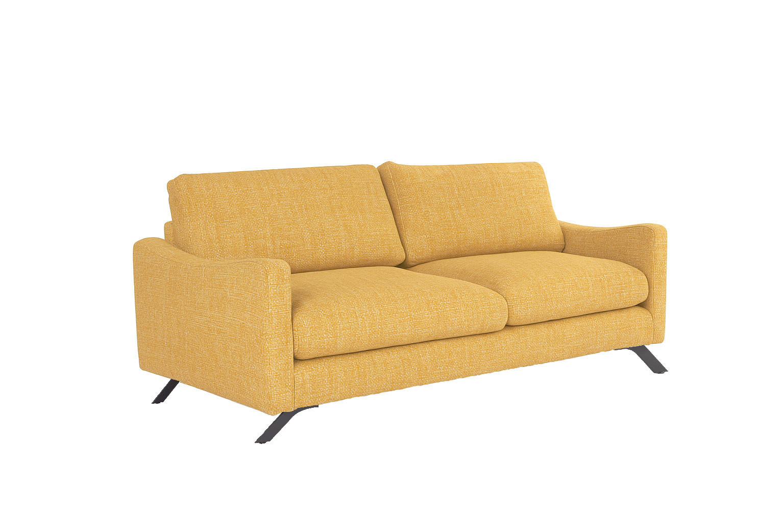 SOFA CLOUD mit schwarz Metallbeinen, Gelb - Gelb, Textil (235/98/107cm) - KS Home Concept