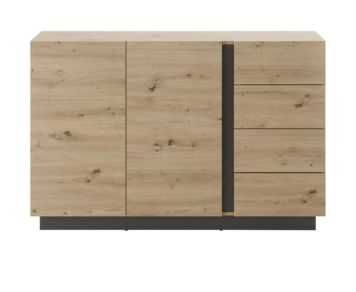 SIDEBOARD Eiche Artisan, Graphit grau 138 cm, Kommode mit Schubladen - Eiche Artisan/Grau, Holz/Holzwerkstoff (138/91/40cm) - Furn.Design