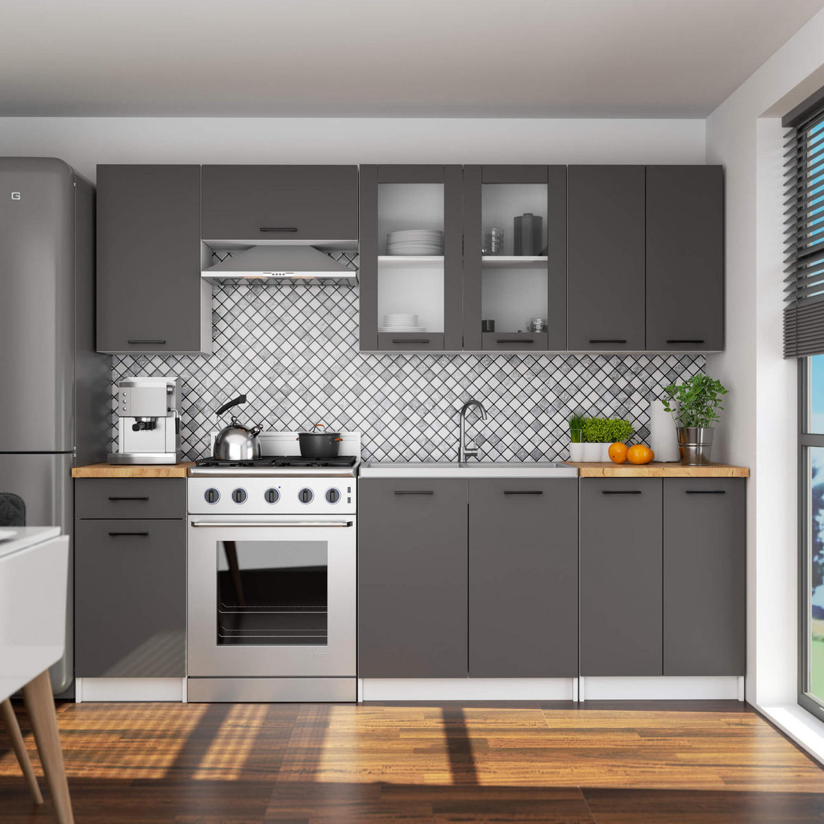 HÄNGESCHRANK Weiß, Graphit Grau 72/80/30,5 - Dunkelgrau/Weiß, Holzwerkstoff (80/72/30cm) - RAUMHIRSCH FURNITURE