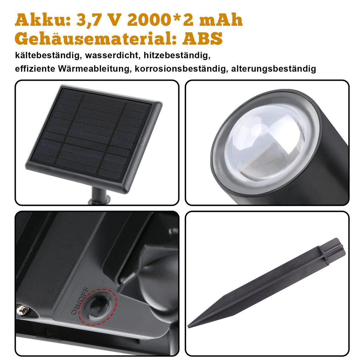 SOLARLEUCHTEN Glühwürmchen Schwarz 2er-set - Schwarz, Kunststoff (200/2.8/26.4cm) - Nettlife